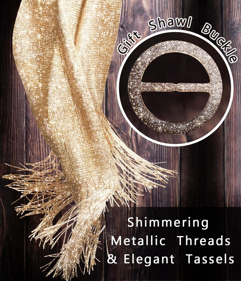 KUNINDOME Sparkling Metallic Shawls and Wraps with Buckle,for Evening Dresses Party Wedding Bride Bridesmaid - Image 3